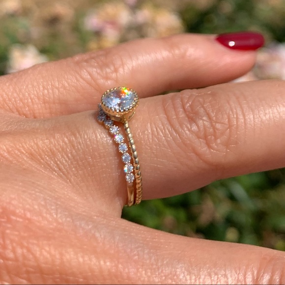 14k yellow gold engagement ring Wedding band Size 7 - Picture 8 of 8